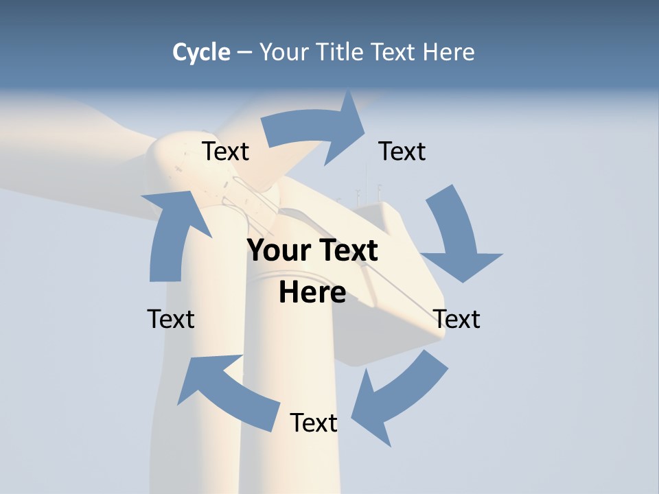 Closeup Wind Generator On A Wind Farm. Generators Are Held 100Metres (300Feet) Above The Ground And Each Blade Is 30Metres (100Feet) Long PowerPoint Template