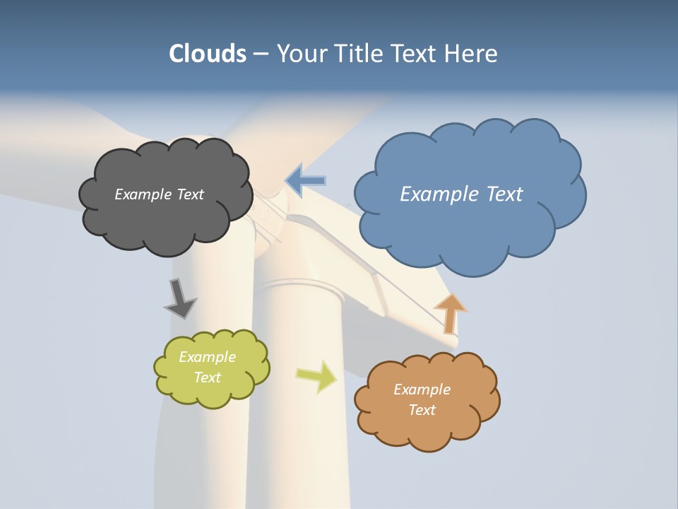 Closeup Wind Generator On A Wind Farm. Generators Are Held 100Metres (300Feet) Above The Ground And Each Blade Is 30Metres (100Feet) Long PowerPoint Template