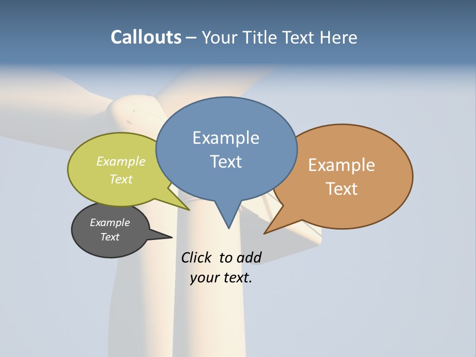 Closeup Wind Generator On A Wind Farm. Generators Are Held 100Metres (300Feet) Above The Ground And Each Blade Is 30Metres (100Feet) Long PowerPoint Template
