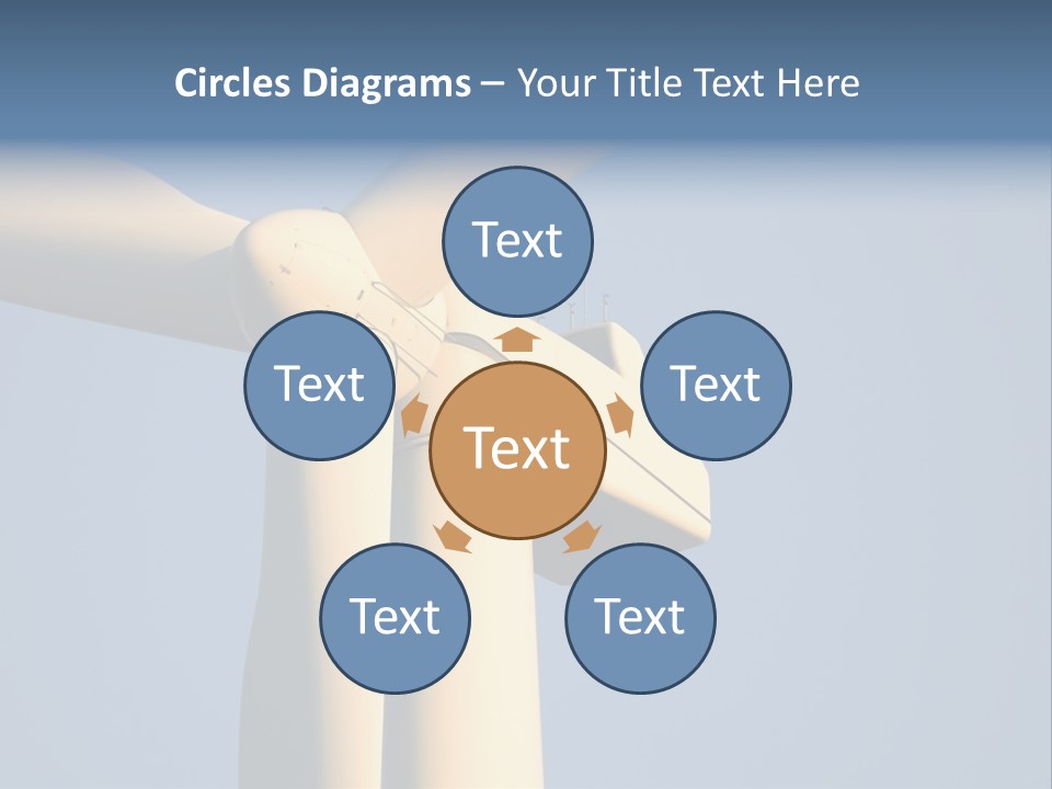 Closeup Wind Generator On A Wind Farm. Generators Are Held 100Metres (300Feet) Above The Ground And Each Blade Is 30Metres (100Feet) Long PowerPoint Template