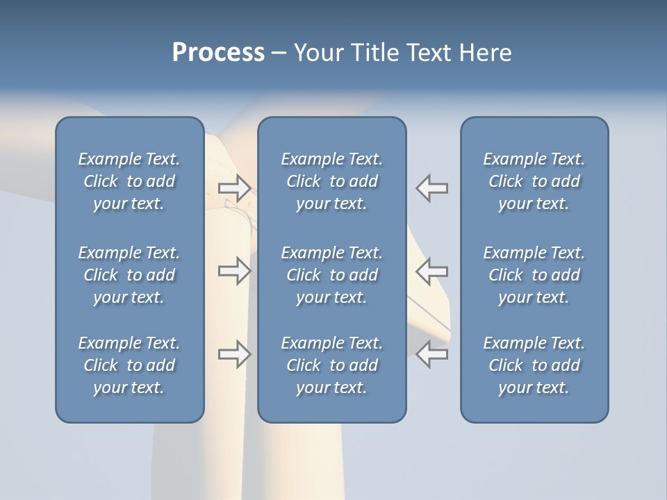 Closeup Wind Generator On A Wind Farm. Generators Are Held 100Metres (300Feet) Above The Ground And Each Blade Is 30Metres (100Feet) Long PowerPoint Template