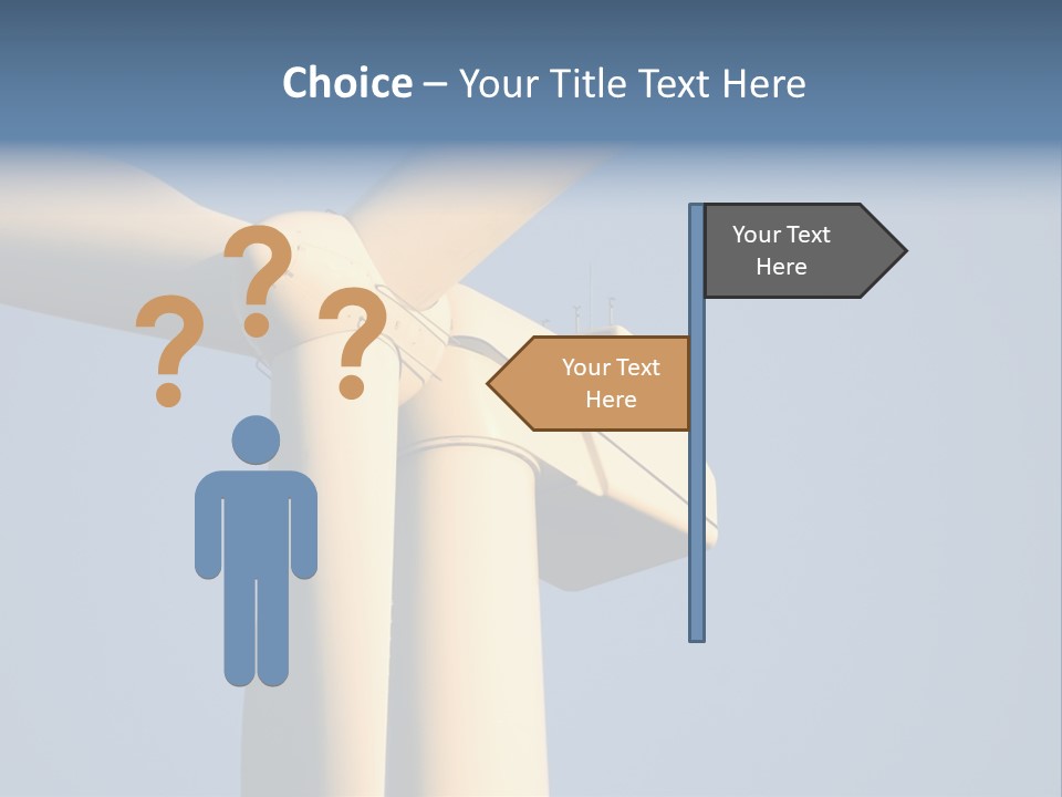 Closeup Wind Generator On A Wind Farm. Generators Are Held 100Metres (300Feet) Above The Ground And Each Blade Is 30Metres (100Feet) Long PowerPoint Template