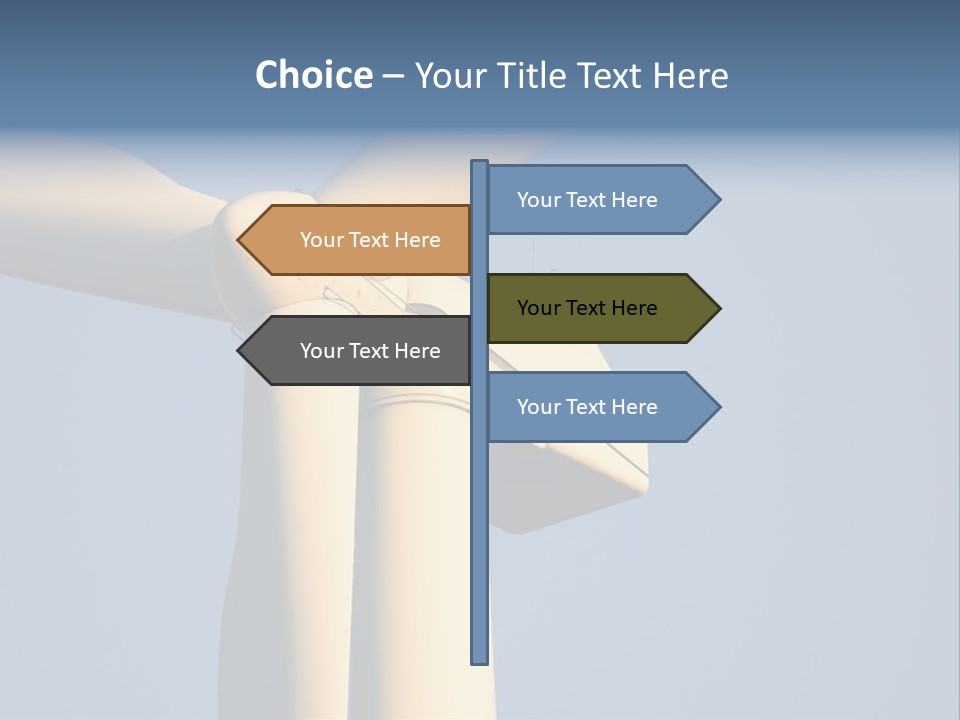 Closeup Wind Generator On A Wind Farm. Generators Are Held 100Metres (300Feet) Above The Ground And Each Blade Is 30Metres (100Feet) Long PowerPoint Template