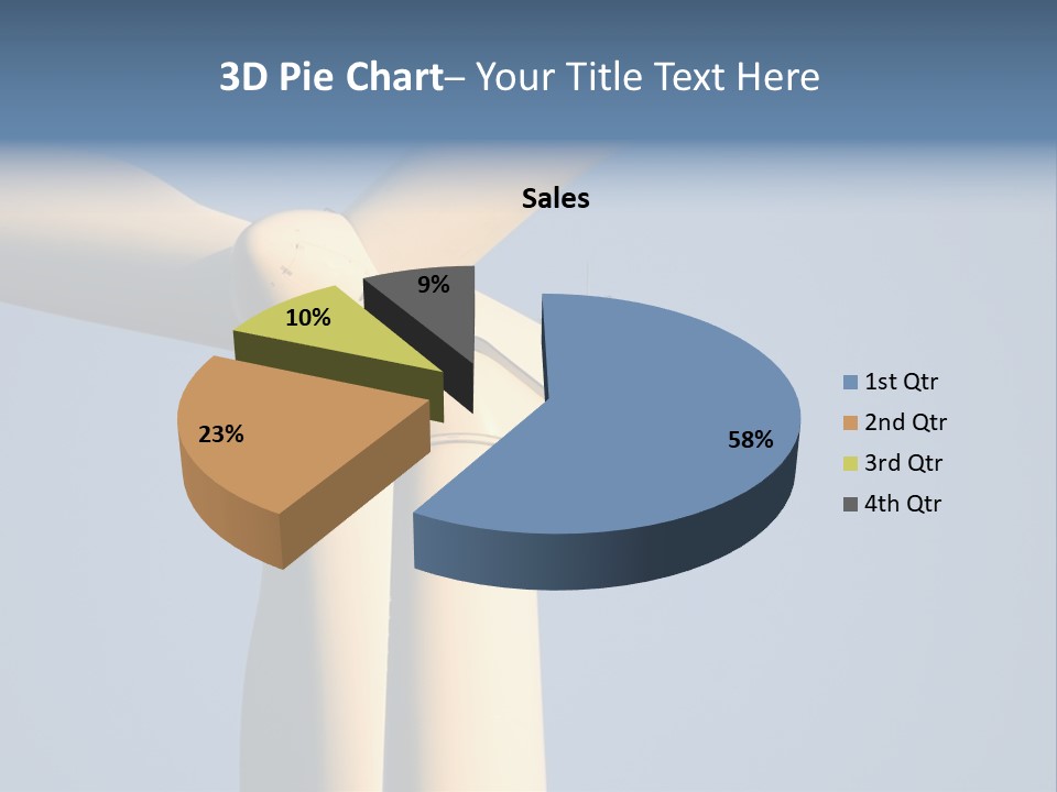 Closeup Wind Generator On A Wind Farm. Generators Are Held 100Metres (300Feet) Above The Ground And Each Blade Is 30Metres (100Feet) Long PowerPoint Template