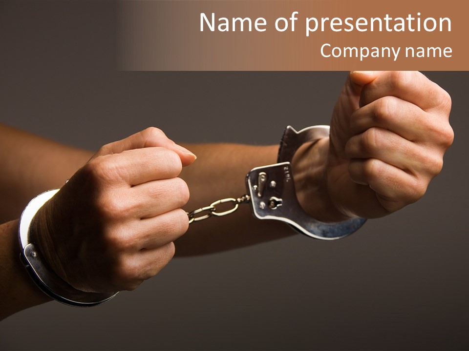 Handcuffs - Symbol For Crime PowerPoint Template