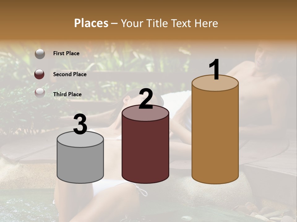 A Young Attractive Couple Lying By A Jacuzzi In Tropical Setting PowerPoint Template