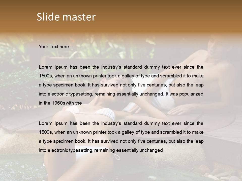 A Young Attractive Couple Lying By A Jacuzzi In Tropical Setting PowerPoint Template