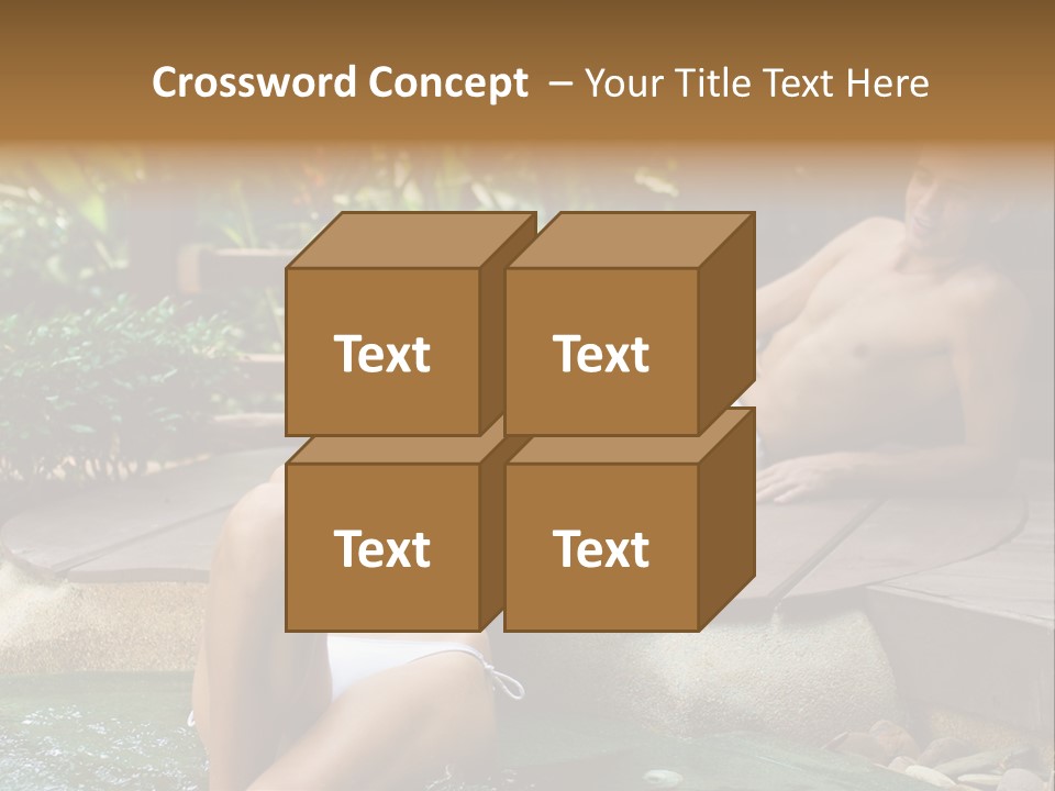 A Young Attractive Couple Lying By A Jacuzzi In Tropical Setting PowerPoint Template