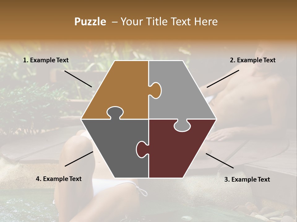 A Young Attractive Couple Lying By A Jacuzzi In Tropical Setting PowerPoint Template