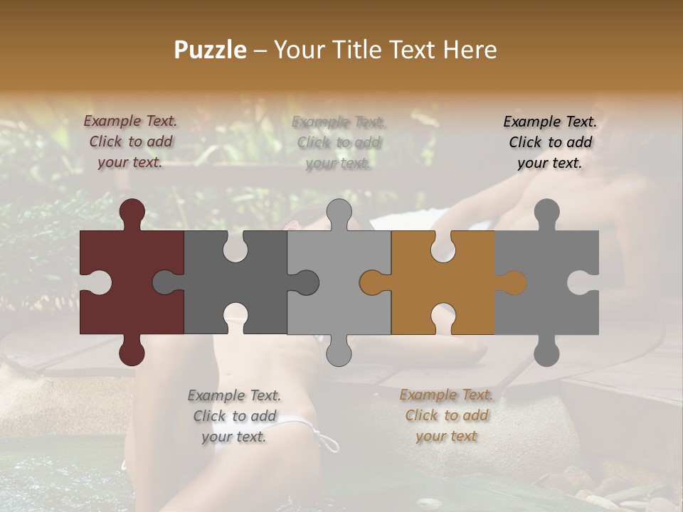 A Young Attractive Couple Lying By A Jacuzzi In Tropical Setting PowerPoint Template