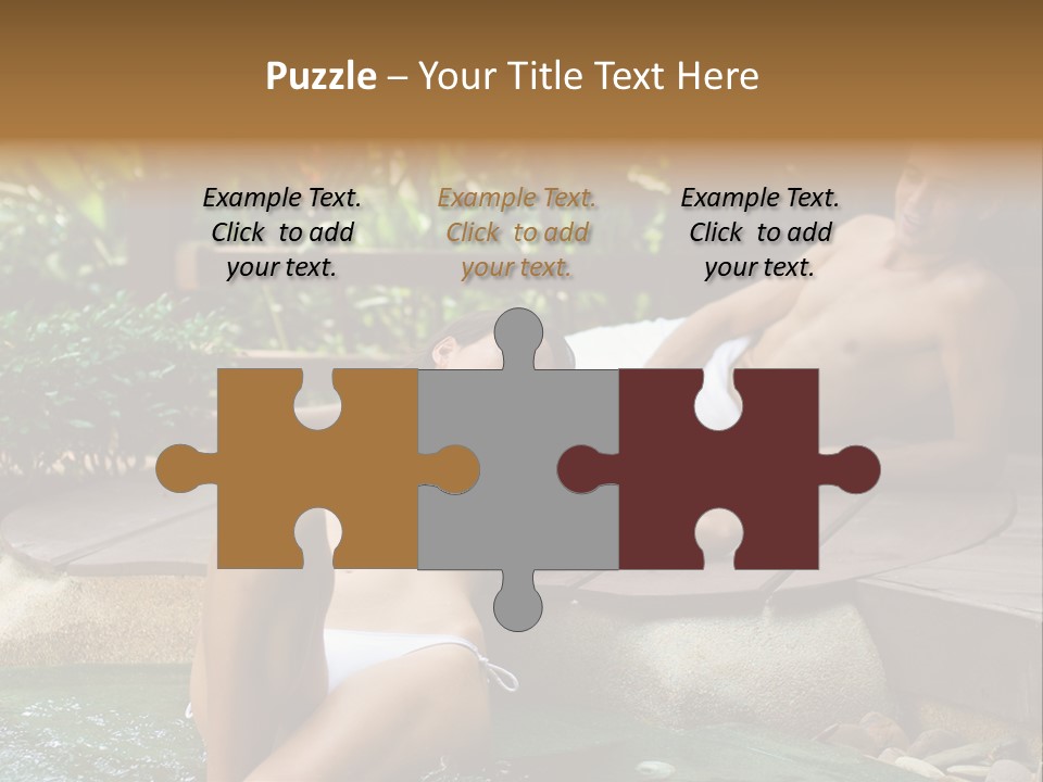 A Young Attractive Couple Lying By A Jacuzzi In Tropical Setting PowerPoint Template