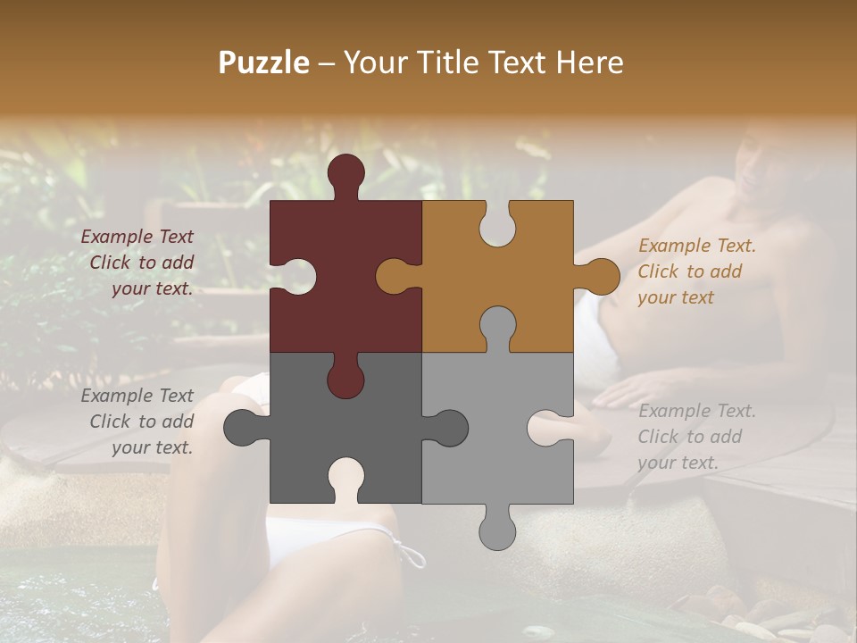 A Young Attractive Couple Lying By A Jacuzzi In Tropical Setting PowerPoint Template