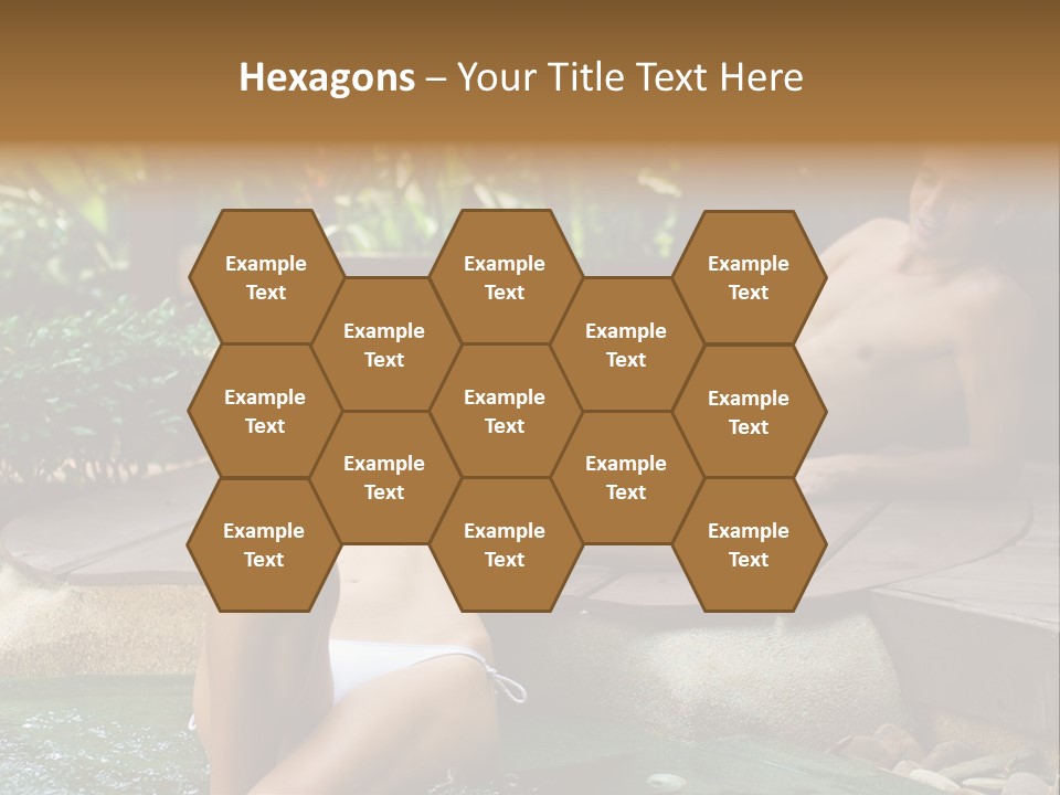 A Young Attractive Couple Lying By A Jacuzzi In Tropical Setting PowerPoint Template