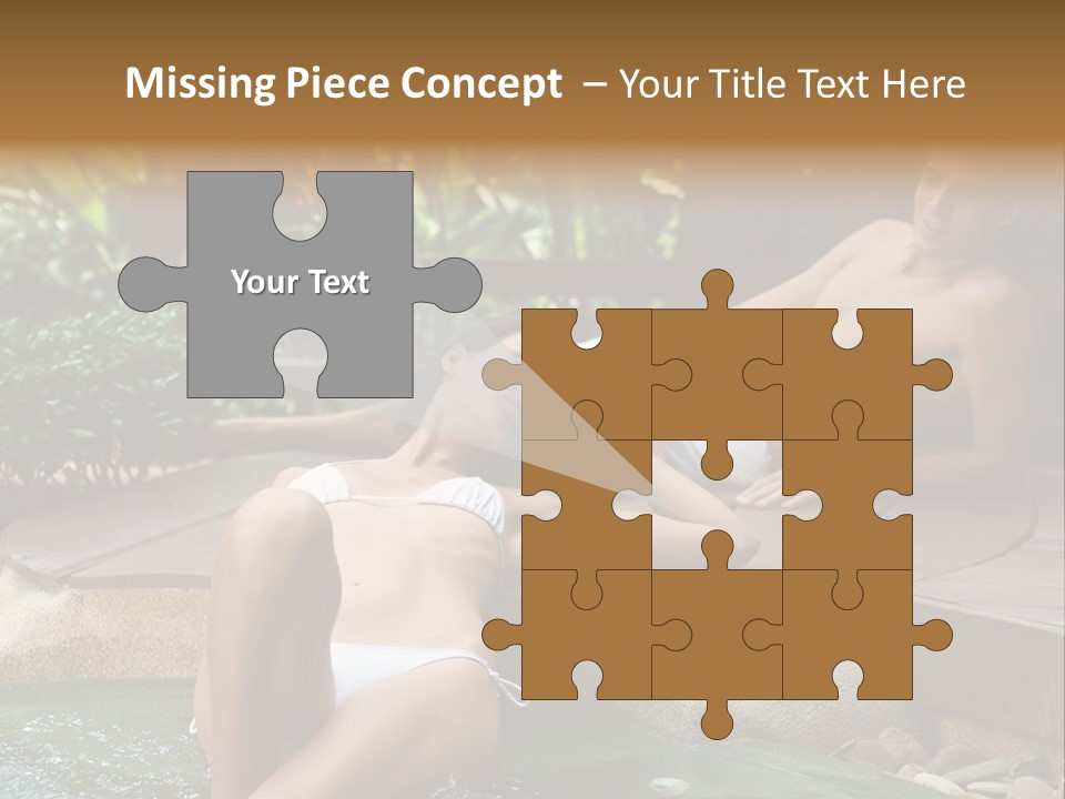 A Young Attractive Couple Lying By A Jacuzzi In Tropical Setting PowerPoint Template