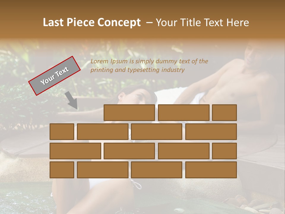 A Young Attractive Couple Lying By A Jacuzzi In Tropical Setting PowerPoint Template