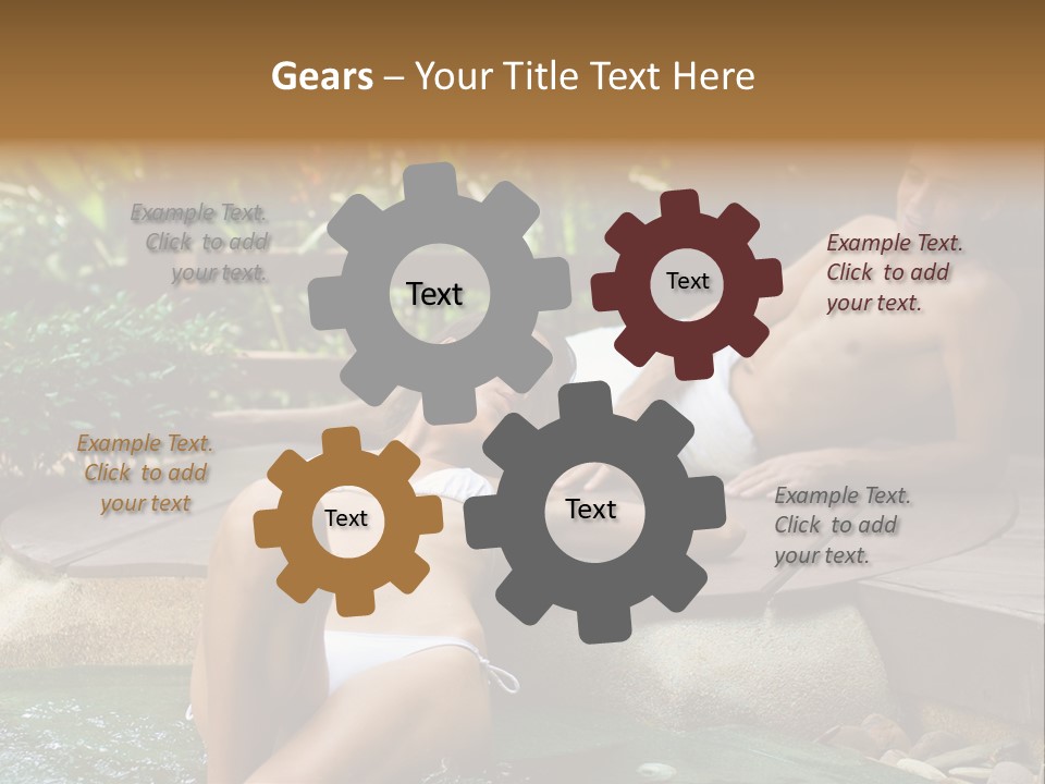 A Young Attractive Couple Lying By A Jacuzzi In Tropical Setting PowerPoint Template