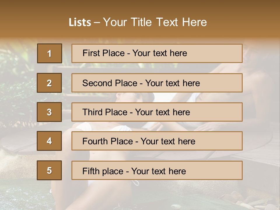 A Young Attractive Couple Lying By A Jacuzzi In Tropical Setting PowerPoint Template