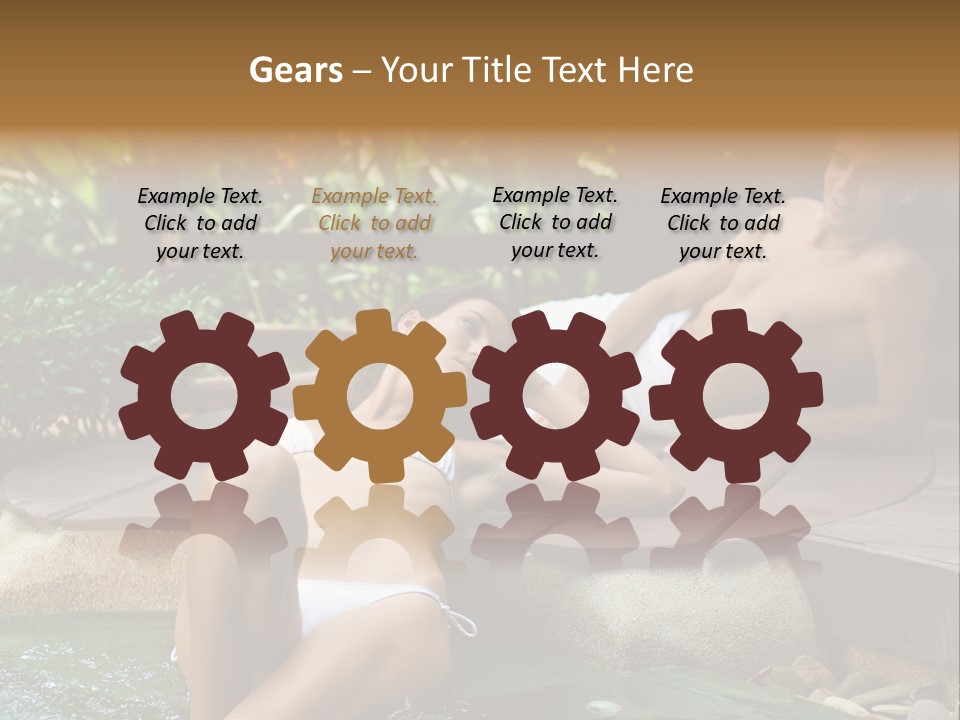 A Young Attractive Couple Lying By A Jacuzzi In Tropical Setting PowerPoint Template