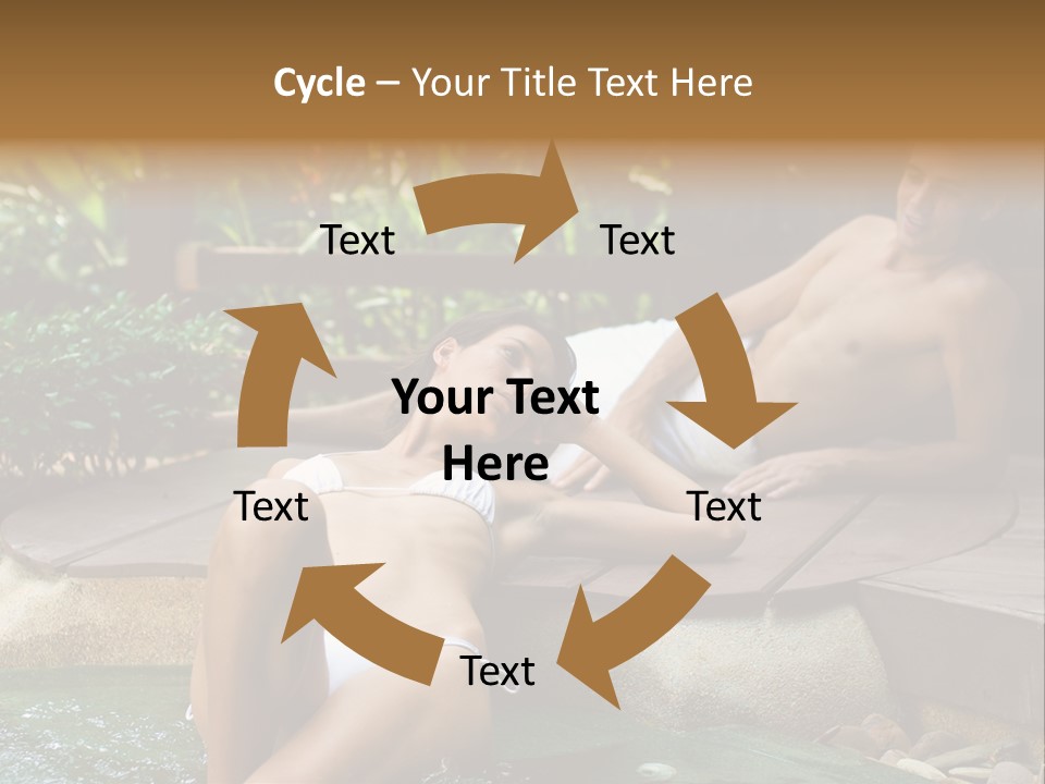 A Young Attractive Couple Lying By A Jacuzzi In Tropical Setting PowerPoint Template