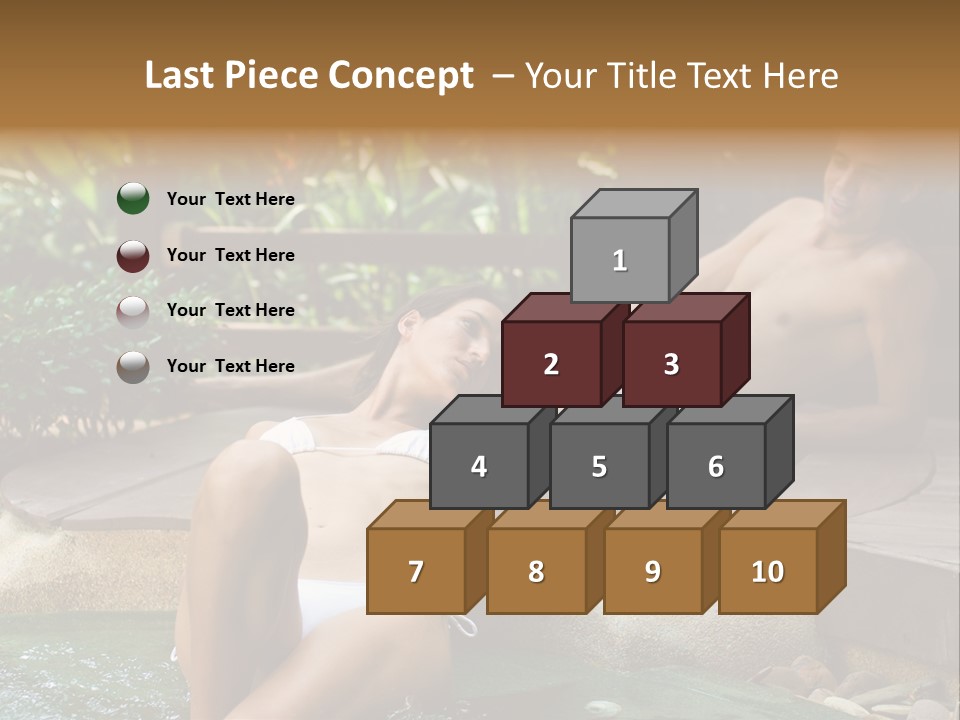 A Young Attractive Couple Lying By A Jacuzzi In Tropical Setting PowerPoint Template