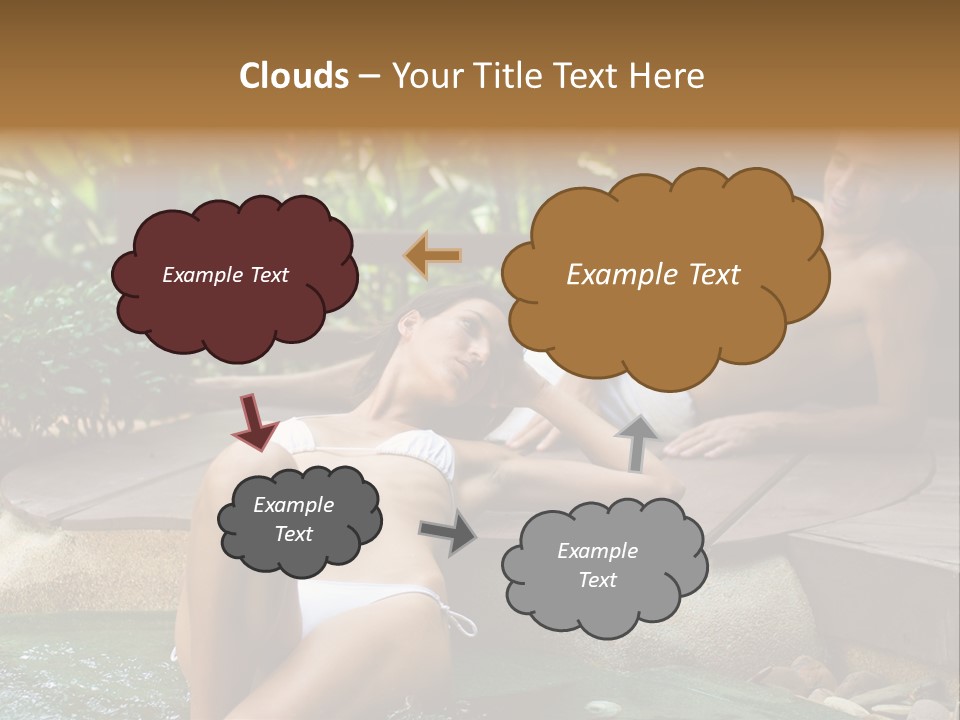 A Young Attractive Couple Lying By A Jacuzzi In Tropical Setting PowerPoint Template