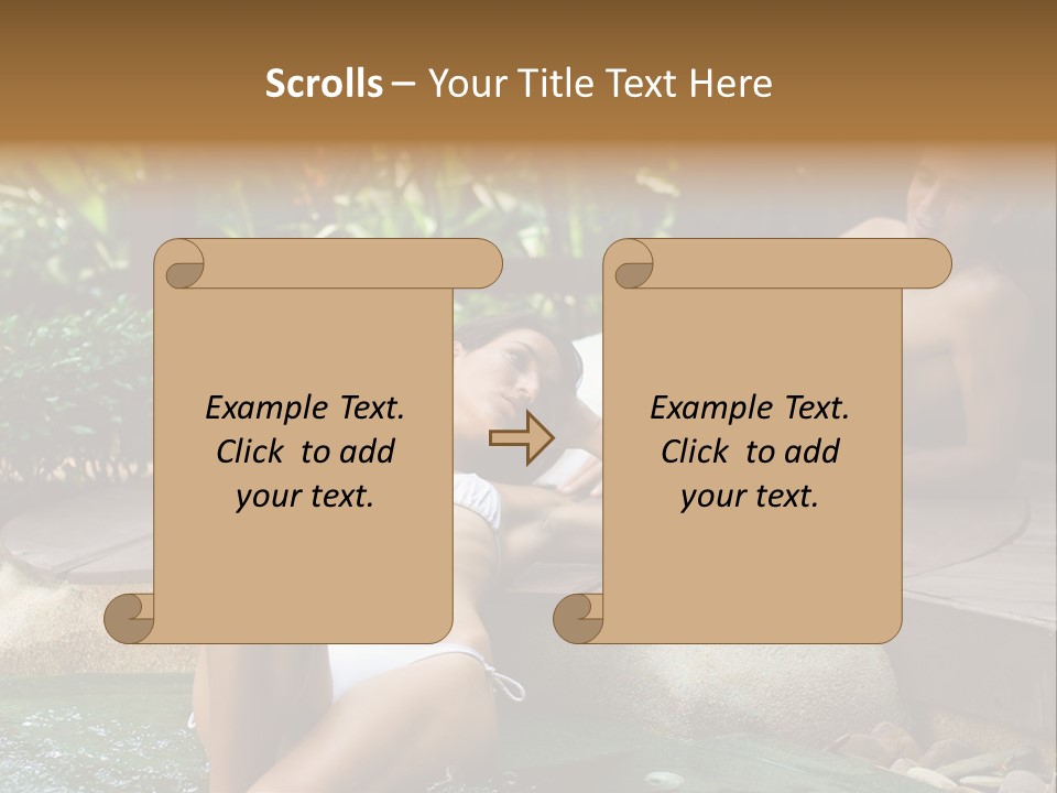 A Young Attractive Couple Lying By A Jacuzzi In Tropical Setting PowerPoint Template