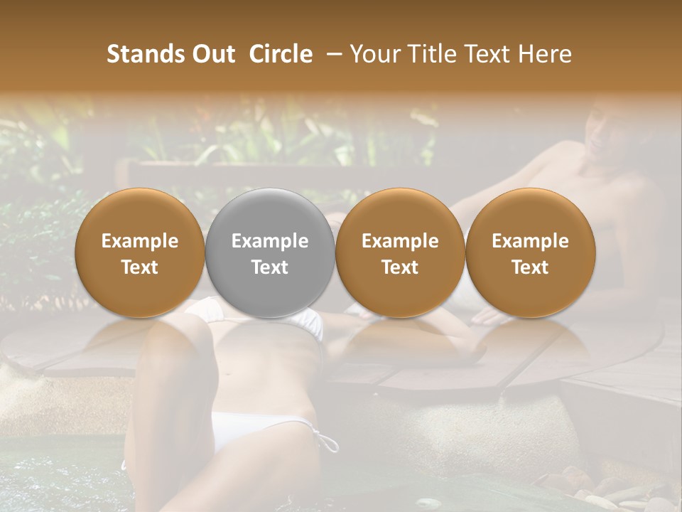 A Young Attractive Couple Lying By A Jacuzzi In Tropical Setting PowerPoint Template