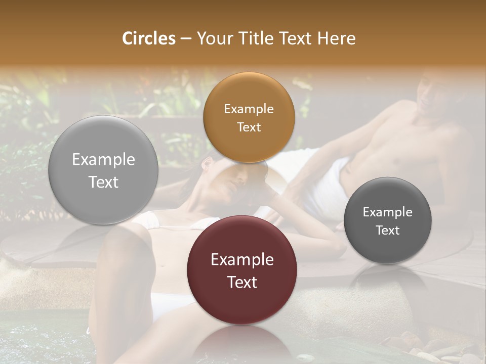 A Young Attractive Couple Lying By A Jacuzzi In Tropical Setting PowerPoint Template