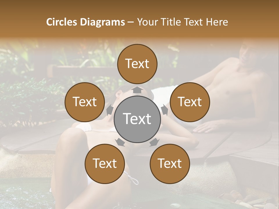 A Young Attractive Couple Lying By A Jacuzzi In Tropical Setting PowerPoint Template