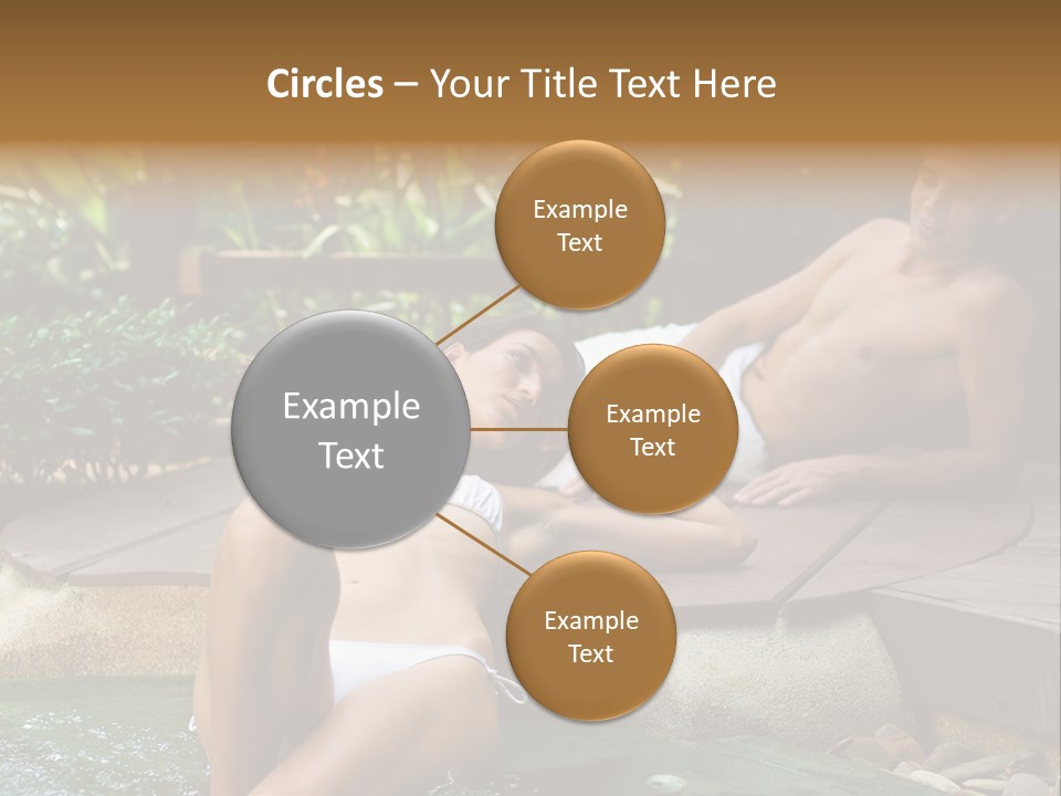 A Young Attractive Couple Lying By A Jacuzzi In Tropical Setting PowerPoint Template