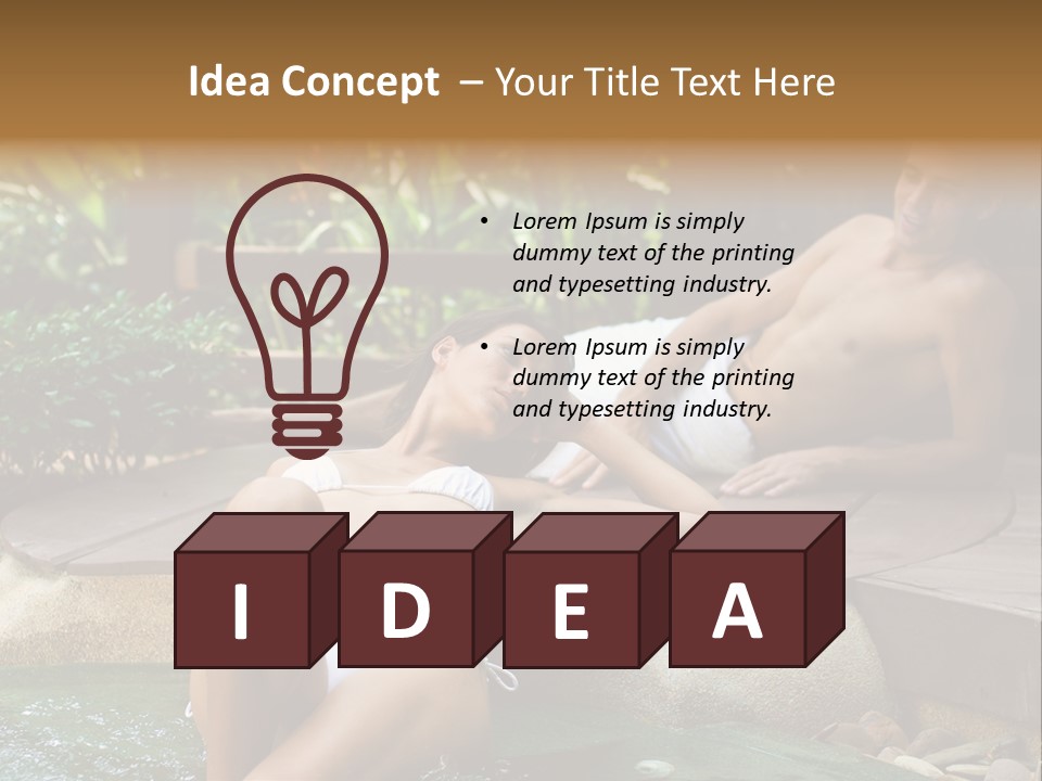 A Young Attractive Couple Lying By A Jacuzzi In Tropical Setting PowerPoint Template