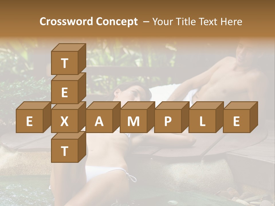 A Young Attractive Couple Lying By A Jacuzzi In Tropical Setting PowerPoint Template