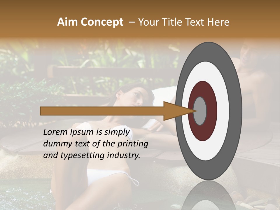 A Young Attractive Couple Lying By A Jacuzzi In Tropical Setting PowerPoint Template