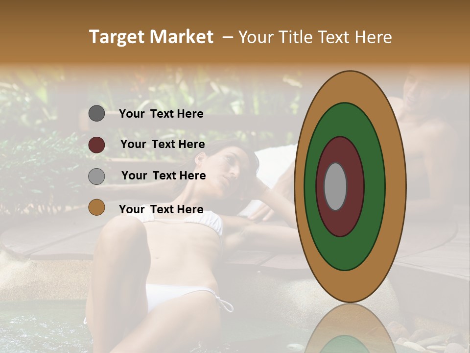 A Young Attractive Couple Lying By A Jacuzzi In Tropical Setting PowerPoint Template