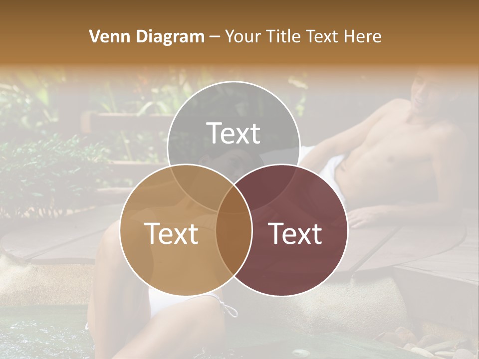 A Young Attractive Couple Lying By A Jacuzzi In Tropical Setting PowerPoint Template