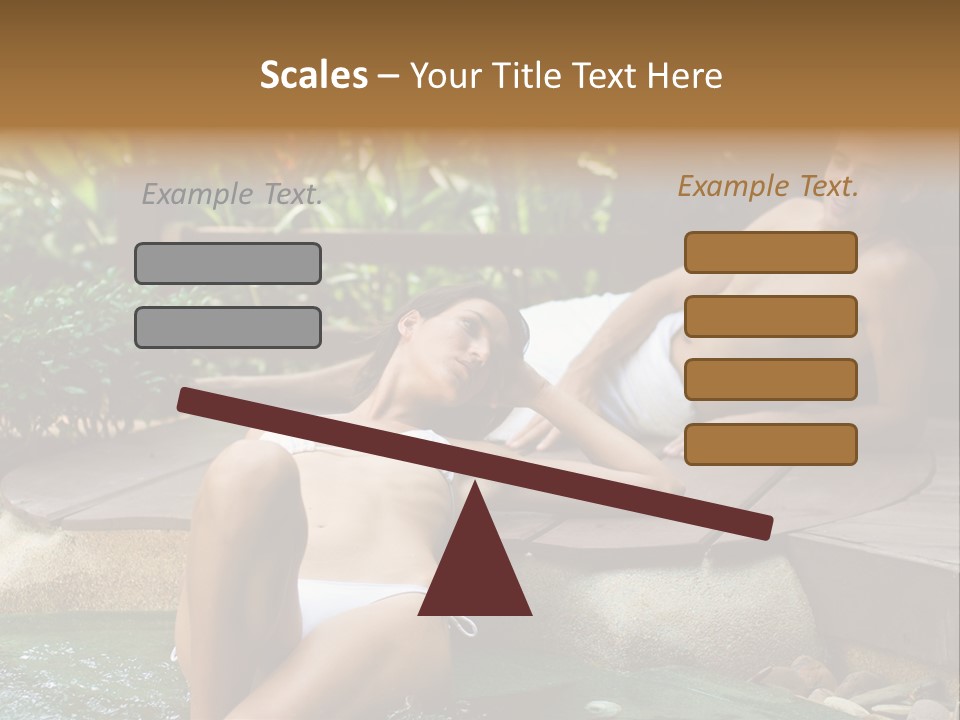 A Young Attractive Couple Lying By A Jacuzzi In Tropical Setting PowerPoint Template