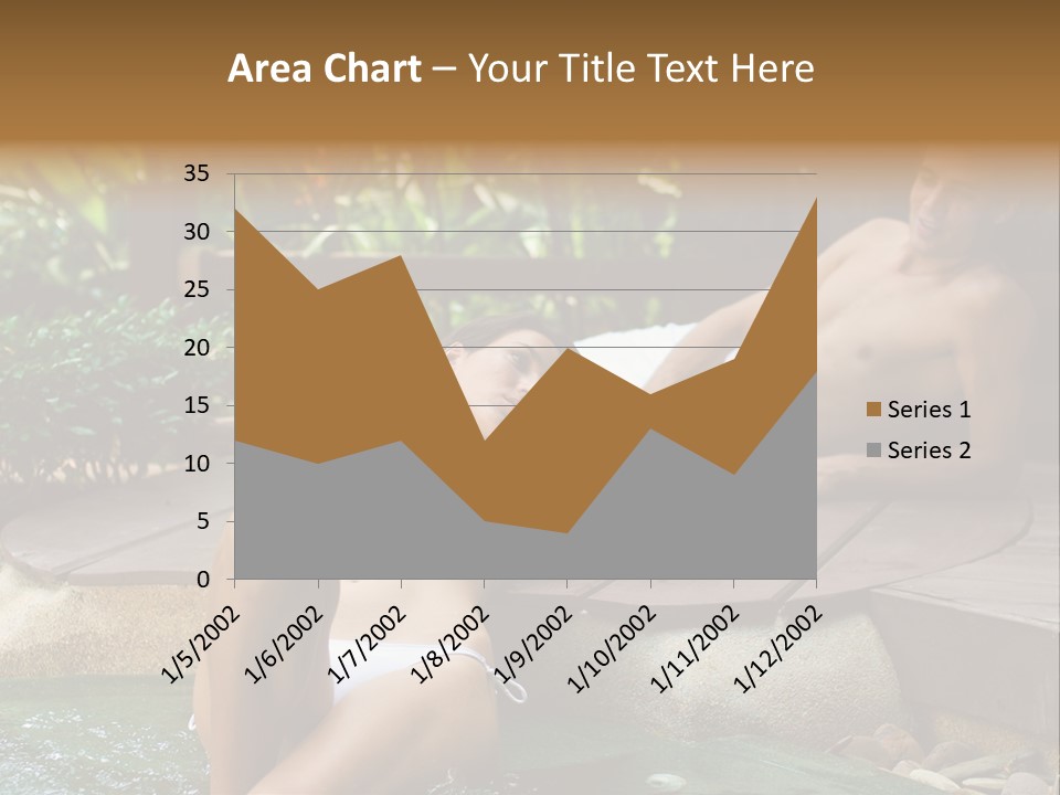 A Young Attractive Couple Lying By A Jacuzzi In Tropical Setting PowerPoint Template