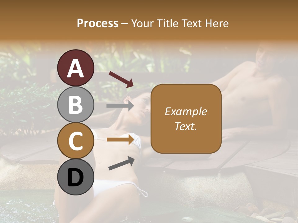 A Young Attractive Couple Lying By A Jacuzzi In Tropical Setting PowerPoint Template