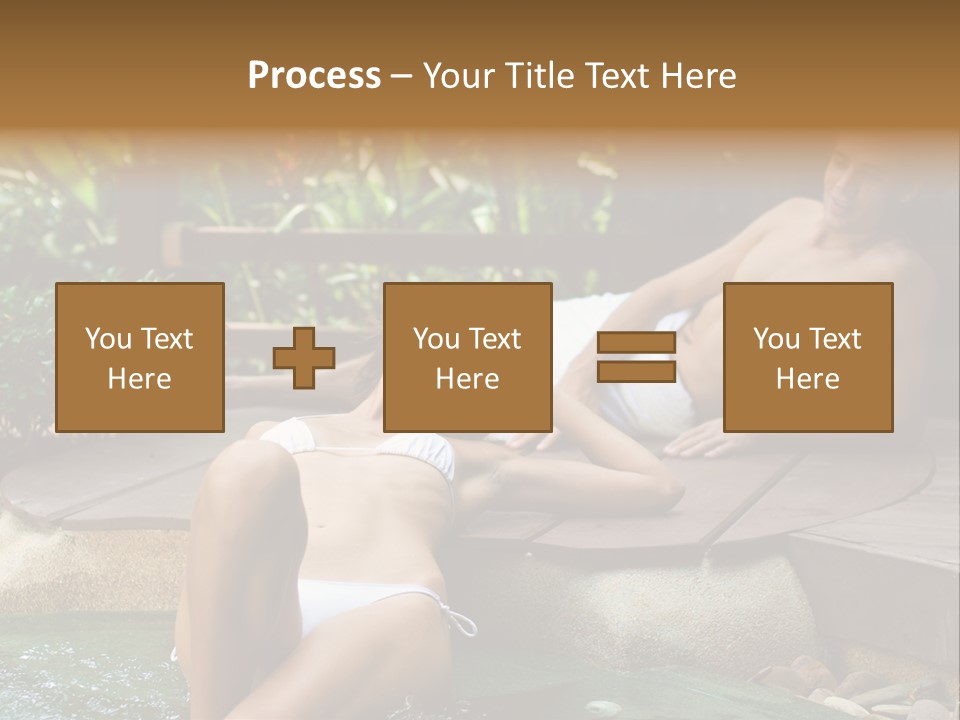 A Young Attractive Couple Lying By A Jacuzzi In Tropical Setting PowerPoint Template