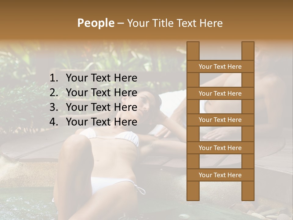 A Young Attractive Couple Lying By A Jacuzzi In Tropical Setting PowerPoint Template