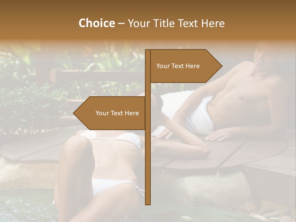 A Young Attractive Couple Lying By A Jacuzzi In Tropical Setting PowerPoint Template