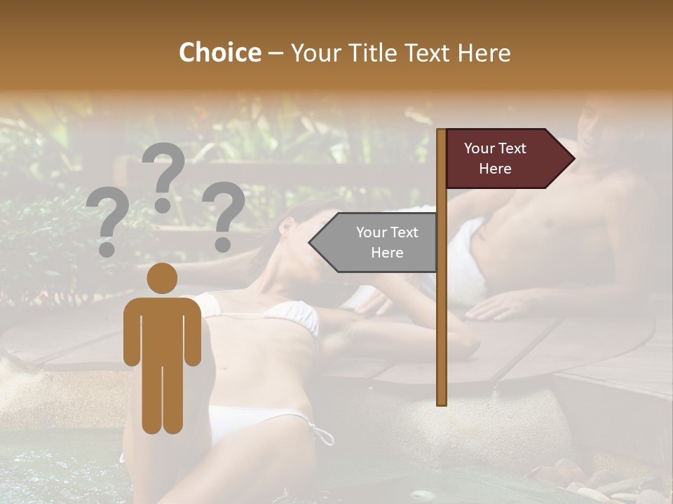 A Young Attractive Couple Lying By A Jacuzzi In Tropical Setting PowerPoint Template