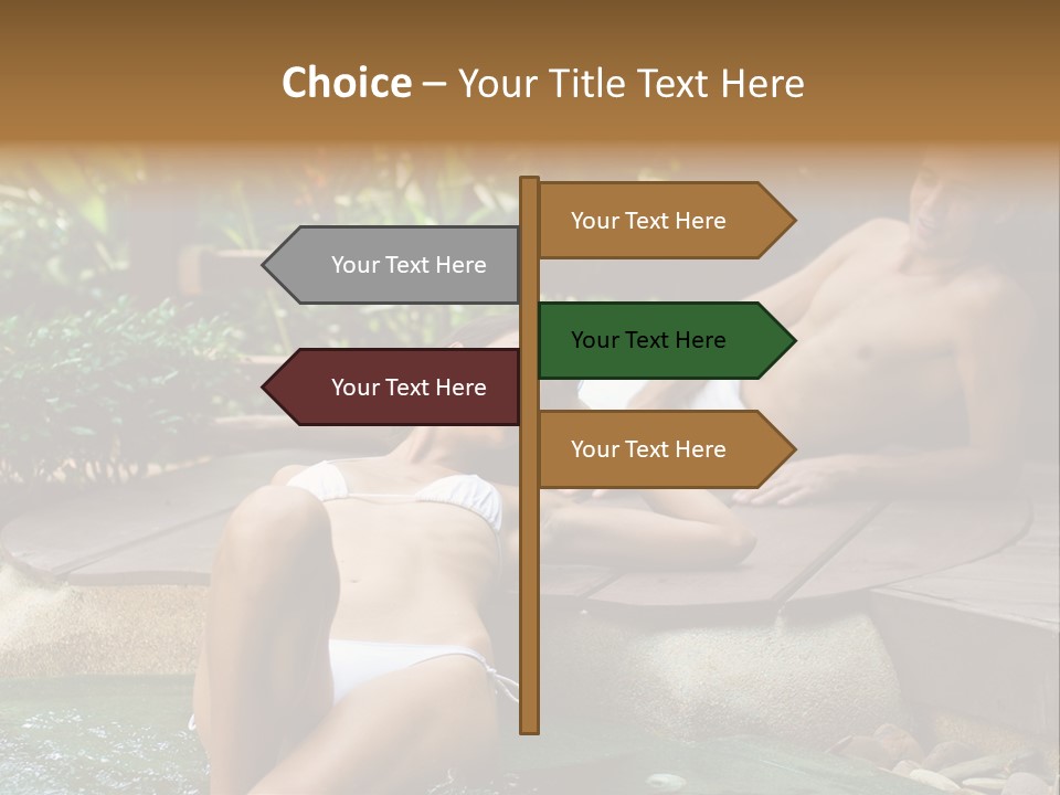 A Young Attractive Couple Lying By A Jacuzzi In Tropical Setting PowerPoint Template