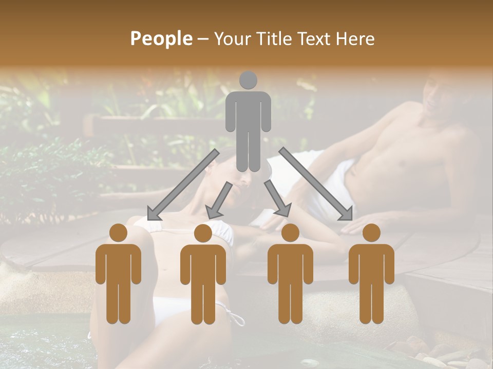 A Young Attractive Couple Lying By A Jacuzzi In Tropical Setting PowerPoint Template