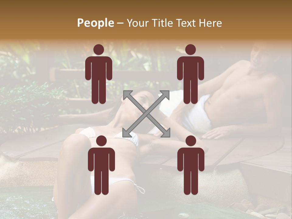 A Young Attractive Couple Lying By A Jacuzzi In Tropical Setting PowerPoint Template