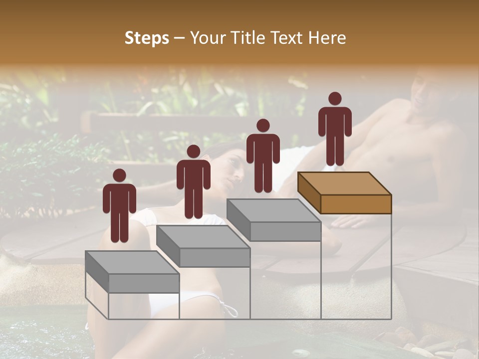 A Young Attractive Couple Lying By A Jacuzzi In Tropical Setting PowerPoint Template