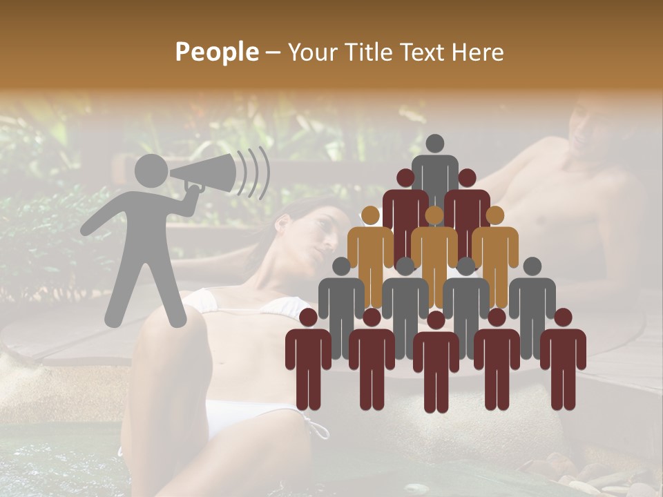 A Young Attractive Couple Lying By A Jacuzzi In Tropical Setting PowerPoint Template