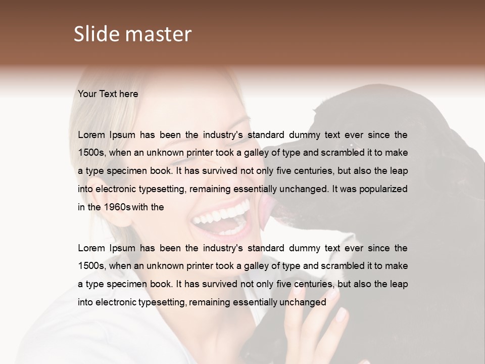 A Woman Kissing A Dog With Her Mouth Open PowerPoint Template