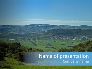 View Of Beit Netofa Valley In The Galilee, Israel, With Nazaret On The Horizon PowerPoint Template