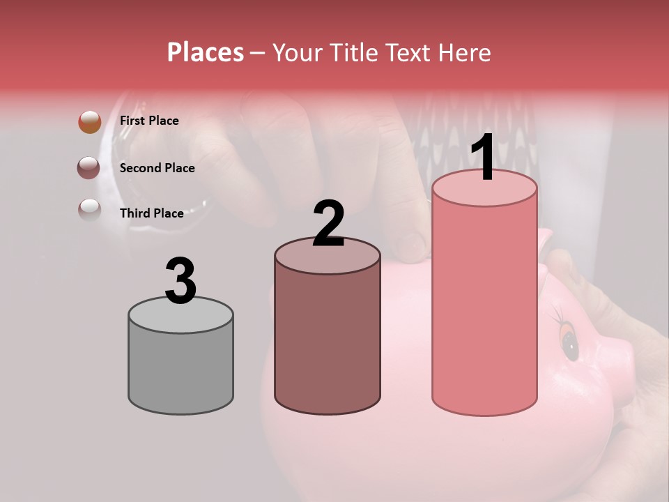 Businessman Putting Money Into A Pink Piggy Bank Wearing Business Attire PowerPoint Template